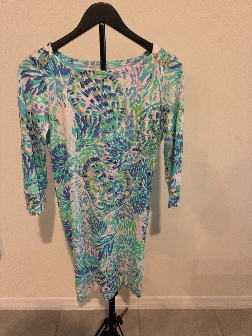 Lilly Pulitzer Blue Green Coral Reef Shift Dress Sz S